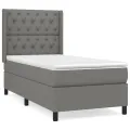 cadre de lit avec matelas Gris foncé 80x200 cm Tissu