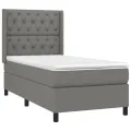 cadre de lit avec matelas Gris foncé 80x200 cm Tissu