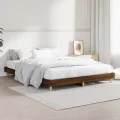Cadre de lit chêne marron 135x190 cm bois d'ingénierie