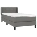 cadre de lit avec matelas Gris foncé 100x200cm Tissu