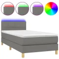 cadre de lit et matelas et LED Gris foncé 100x200 cm