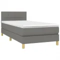 cadre de lit et matelas et LED Gris foncé 100x200 cm