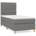 cadre de lit avec matelas Gris foncé 100x200cm Tissu