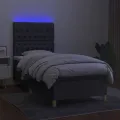 cadre de lit et matelas et LED Gris foncé 100x200 cm