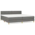 cadre de lit avec matelas Gris foncé 200x200cm Tissu