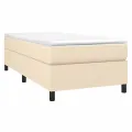 cadre de lit et matelas Crème 90x190 cm Tissu