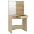 Coiffeuse avec LED chêne sonoma 74,5x40x141cm bois d'ingénierie