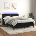 cadre de lit avec matelas LED Noir 140x190cm Velours