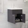 Armoire d'évier avec lavabo intégré Gris brillant Aggloméré