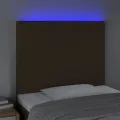 Tête de lit à LED Marron foncé 100x5x118/128 cm Tissu