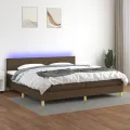 cadre de lit matelas et LED Marron foncé 200x200 cm