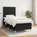 cadre de lit avec matelas Noir 90x190 cm Tissu