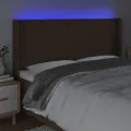 Tête de lit à LED Marron foncé 203x16x118/128 cm Tissu