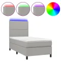cadre de lit avec matelas et LED Gris clair 90x190cm