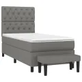 cadre de lit avec matelas Gris foncé 80x200 cm Tissu