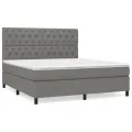 cadre de lit avec matelas Gris foncé 160x200cm Tissu