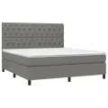 cadre de lit avec matelas Gris foncé 160x200cm Tissu