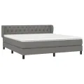 cadre de lit avec matelas Gris foncé 160x200cm Tissu