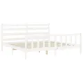 Cadre de lit avec tête de lit blanc 200x200 cm bois massif