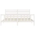 Cadre de lit avec tête de lit blanc 200x200 cm bois massif