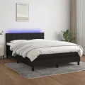 cadre de lit avec matelas LED Noir 140x200 cm Tissu