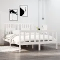 Cadre de lit Blanc Bois massif 140x190 cm