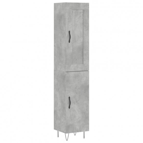 Buffet haut Gris béton 34,5x34x180 cm Bois d'ingénierie