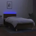 cadre de lit et matelas et LED Marron foncé 90x190cm