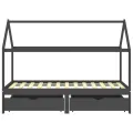 Cadre de lit d'enfant avec tiroirs Gris foncé Pin 90x200 cm