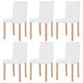 Table et chaises 7 pcs Cuir synthétique Chêne Couleur crème