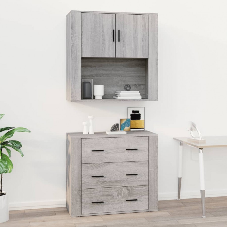 Armoire murale Sonoma gris 80x33x80 cm Bois d'ingénierie