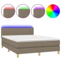 cadre de lit avec matelas LED Taupe 140x200 cm Tissu