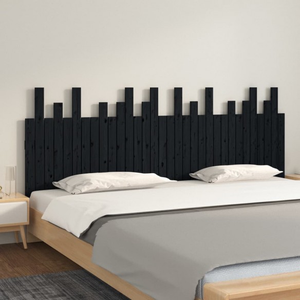 Tête de lit murale Noir 204x3x80 cm Bois massif de pin