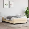 cadre de lit avec matelas Crème 120x200 cm Tissu