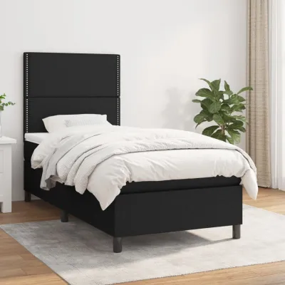 cadre de lit et matelas Noir 80x200 cm Tissu
