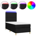 cadre de lit avec matelas et LED Noir 80x200cm Tissu