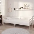 Lit de repos avec matelas 90x200 cm Blanc Bois de pin massif