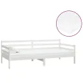 Lit de repos avec matelas 90x200 cm Blanc Bois de pin massif
