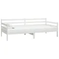 Lit de repos avec matelas 90x200 cm Blanc Bois de pin massif