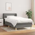 cadre de lit avec matelas Gris foncé 100x200cm Tissu