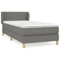 cadre de lit avec matelas Gris foncé 100x200cm Tissu