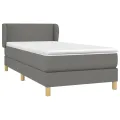 cadre de lit avec matelas Gris foncé 100x200cm Tissu