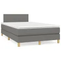 cadre de lit avec matelas Gris foncé 120x200cm Tissu