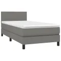 cadre de lit avec matelas Gris foncé 100x200cm Tissu
