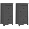 Buffets 2 pcs Gris 40x35x80 cm Bois massif de pin