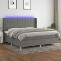 cadre de lit matelas LED Gris foncé 200x200 cm Tissu