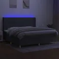cadre de lit matelas LED Gris foncé 200x200 cm Tissu