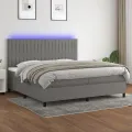 cadre de lit et matelas et LED Gris foncé 200x200 cm