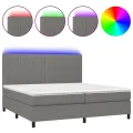 cadre de lit et matelas et LED Gris foncé 200x200 cm