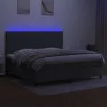 cadre de lit et matelas et LED Gris foncé 200x200 cm
